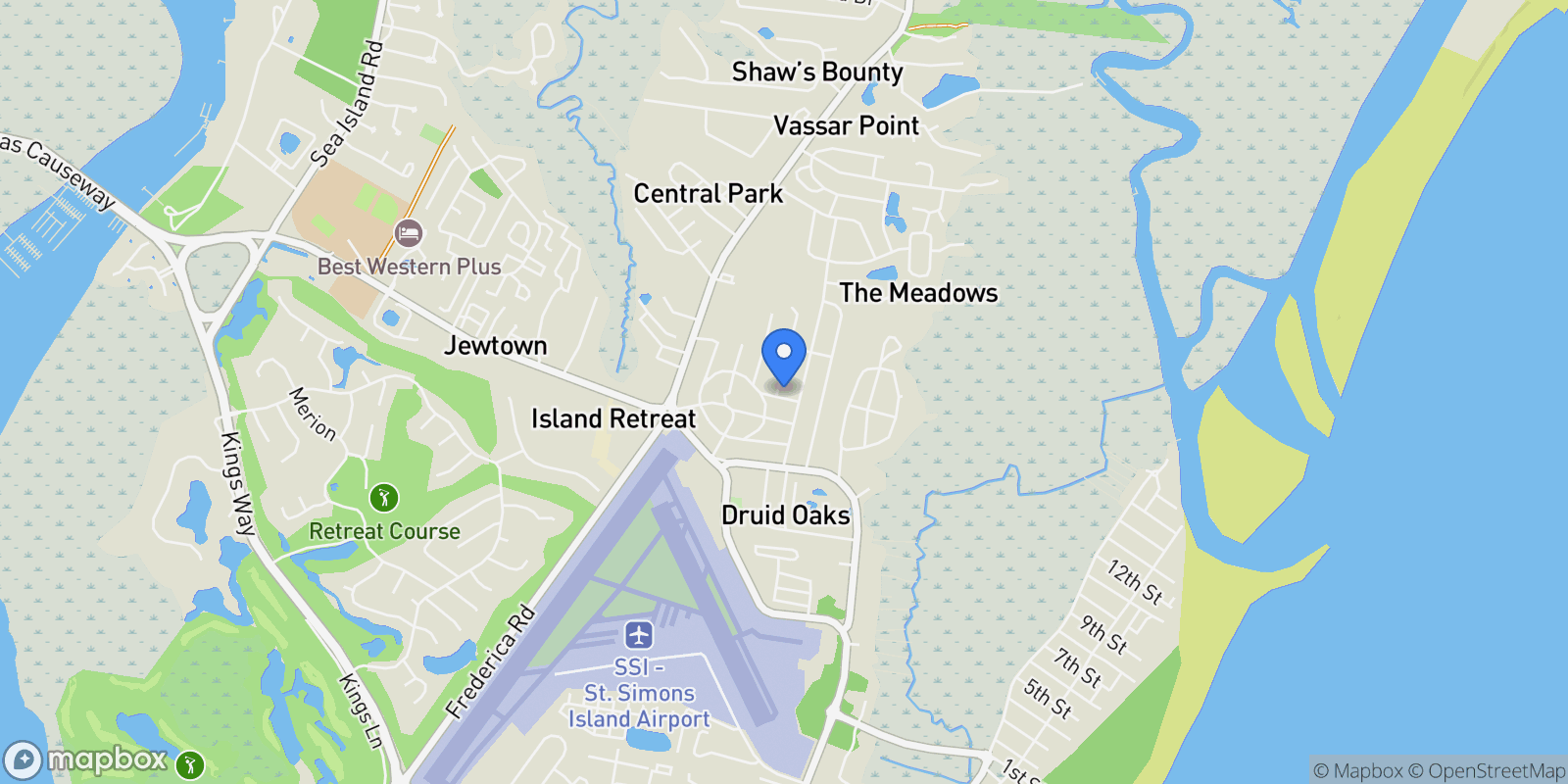 Map showing 220 Tennessee Avenue, Saint Simons Island, GA 31522, St. Simons, Georgia, United States.
