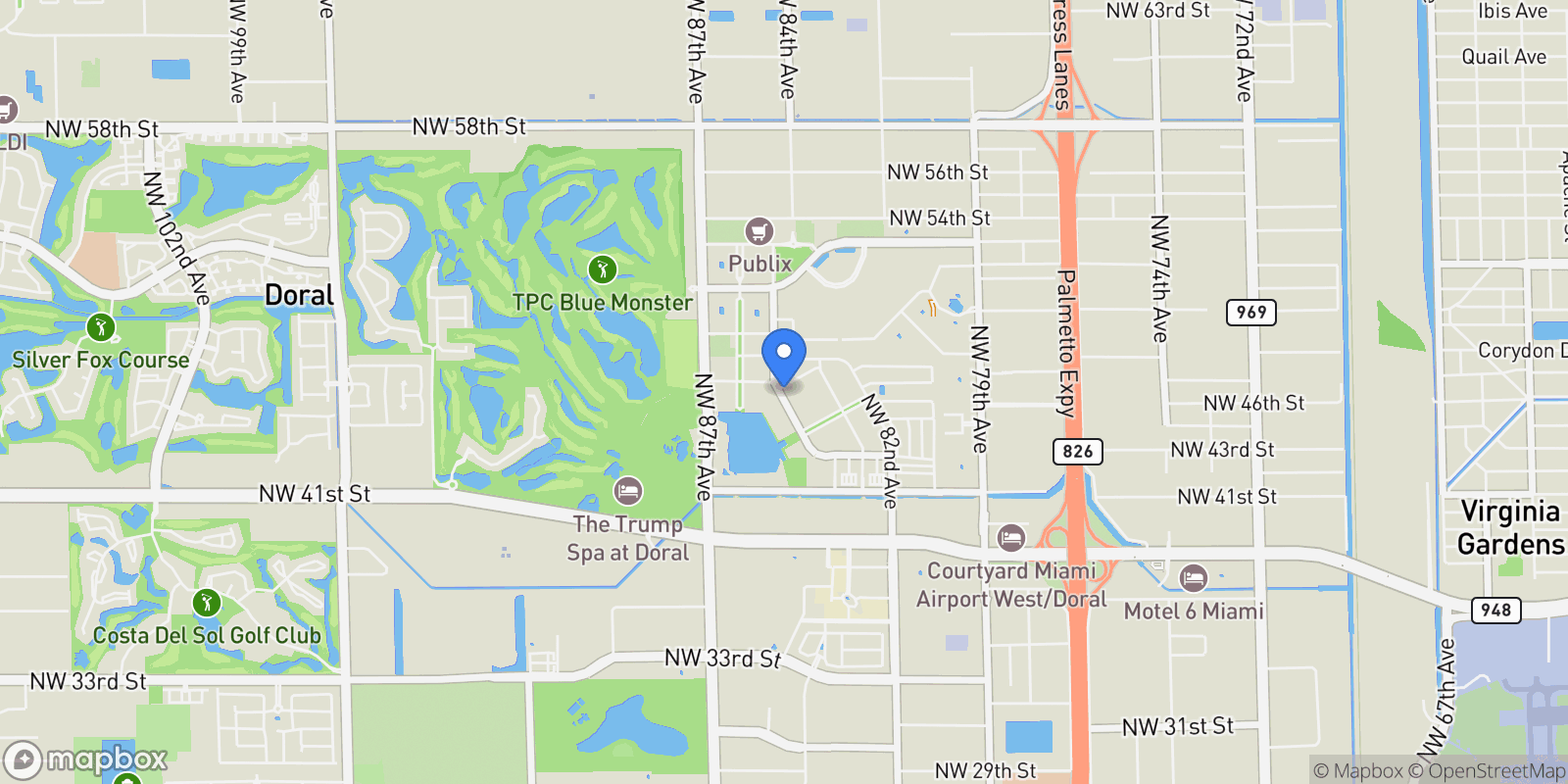 Map showing 4867 NW 84th Ave, Miami Springs, Florida, United States.