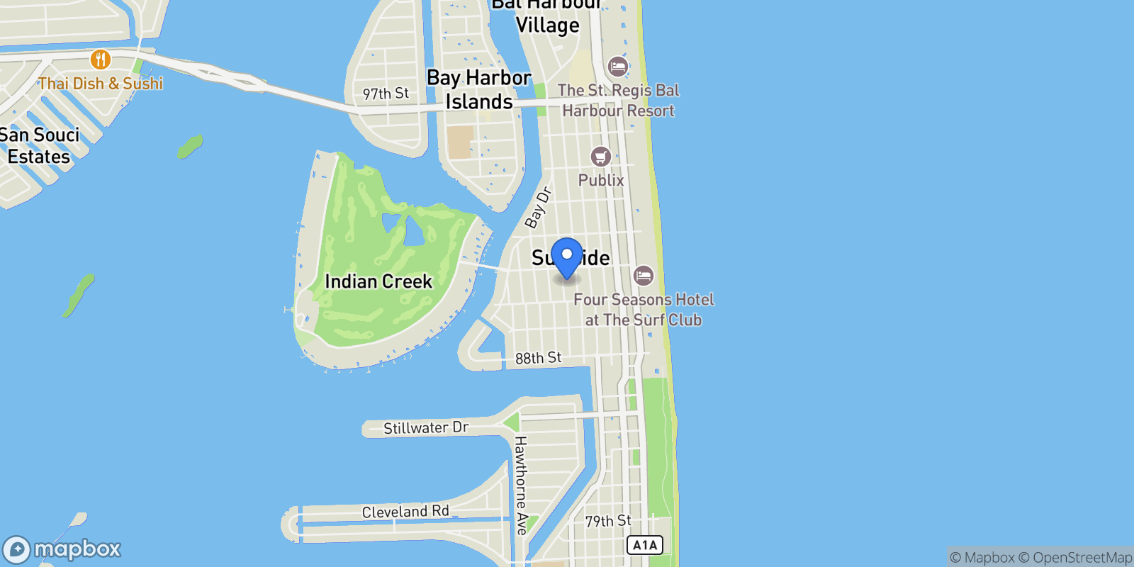 Map showing 9049 Dickens Ave, Bal Harbour, Florida, United States.