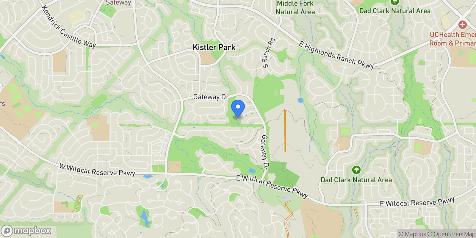 Map showing 1115 Kistler Court, Highlands Ranch, Colorado, United States.