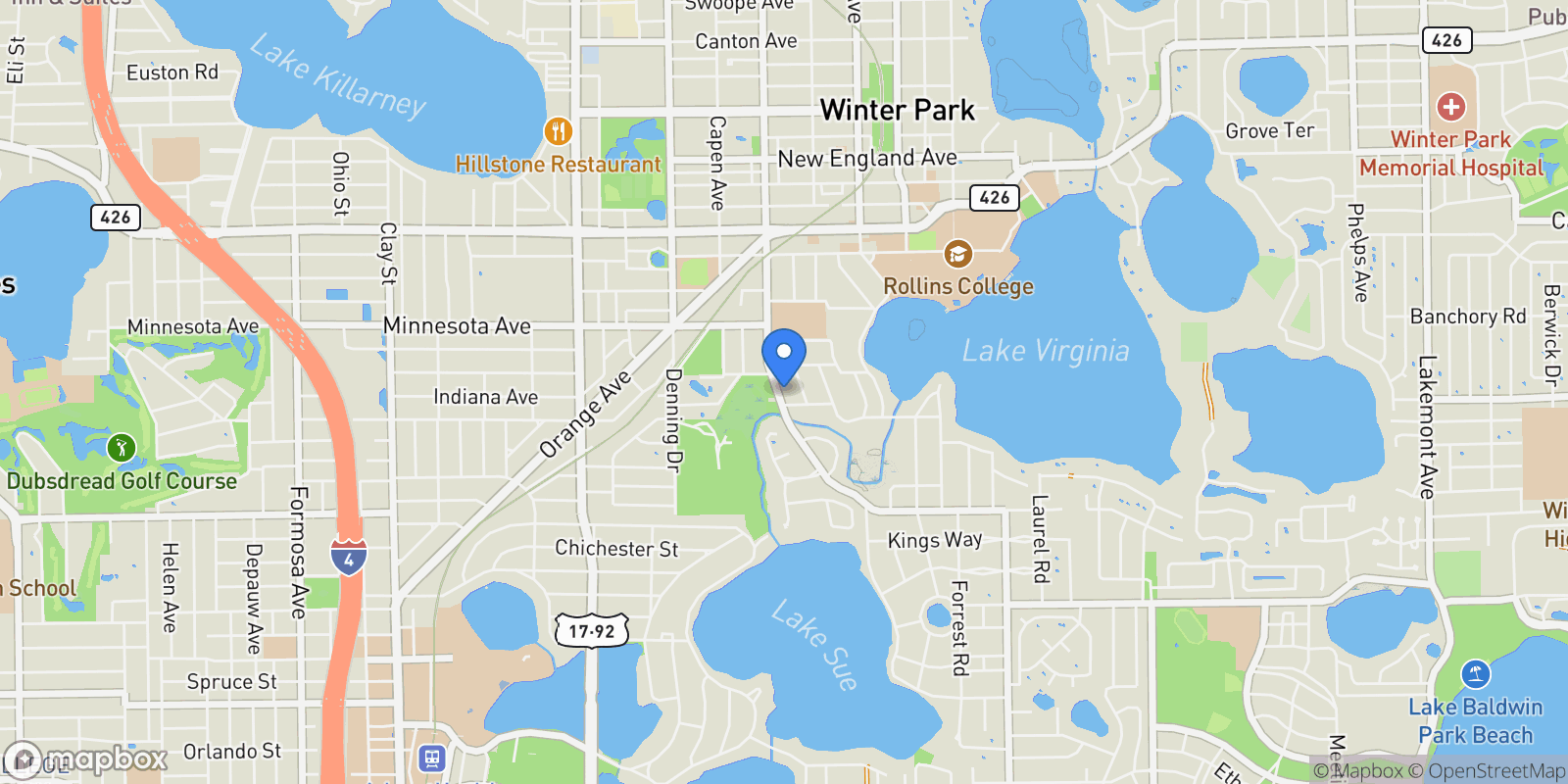 Map showing 1278 S Pennsylvania Avenue , 13, Winter Park, FL 32789, Winter Park, Florida, United States.