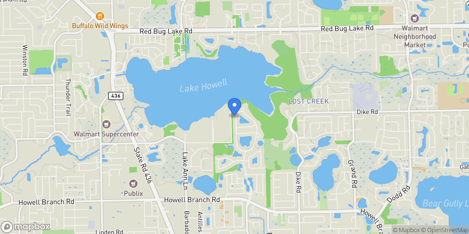 Map showing 1245 Wading Waters Circle, Winter Park, FL 32792, Winter Park, Florida, United States.
