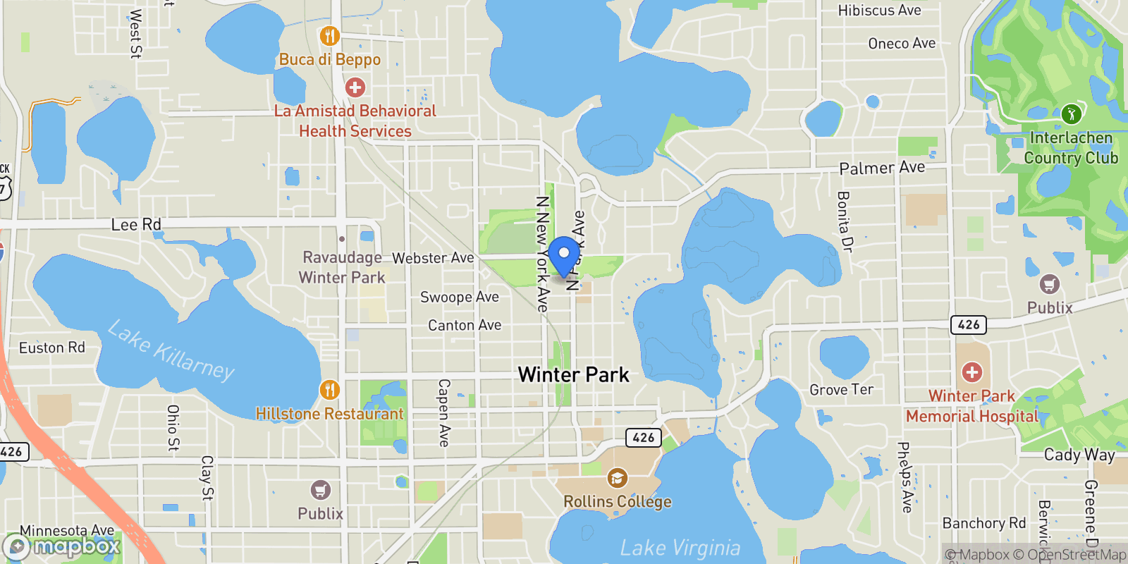 Map showing 649 N Park Avenue, Winter Park, FL 32789, Winter Park, Florida, United States.