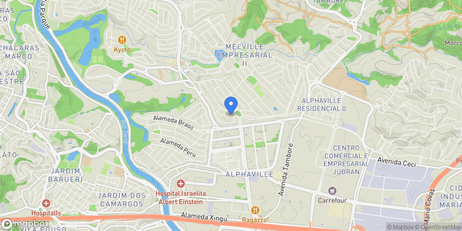 Map showing Alphaville Residencial Um, State of São Paulo, Brazil.
