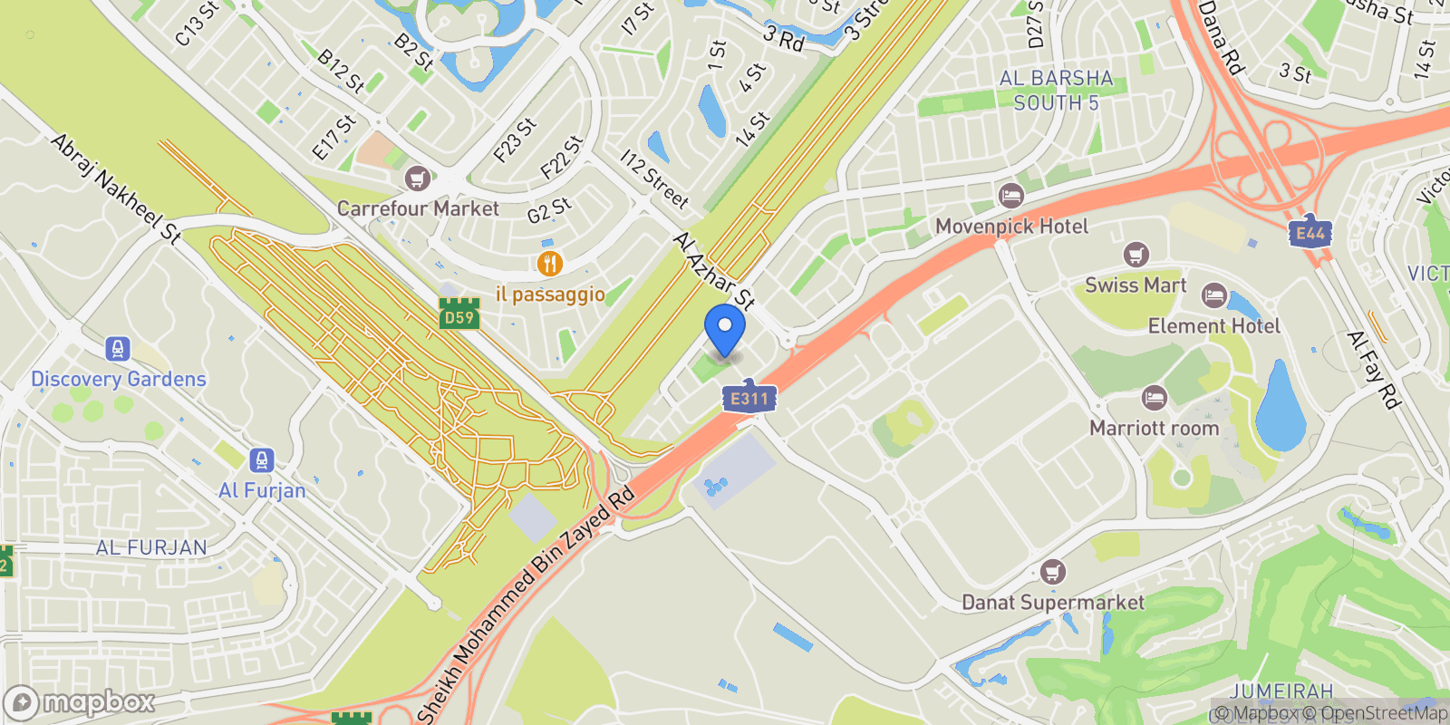 Map showing Jumeirah Village - District 1 - Dubai - United Arab Emirates, Dubai, Dubai, United Arab Emirates.