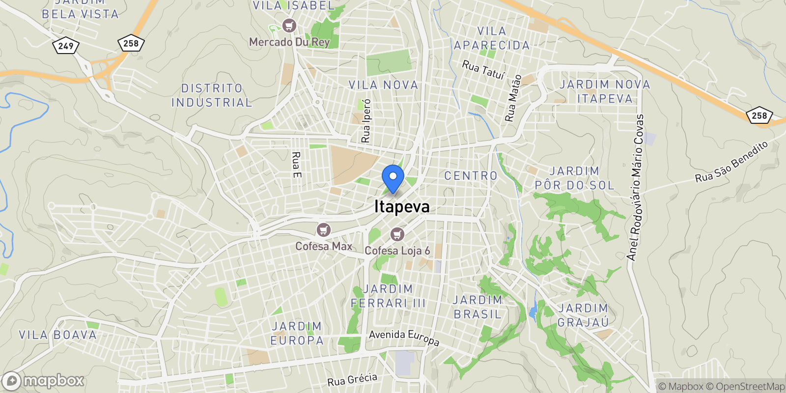 Map showing Itapeva, State of São Paulo, Brazil.