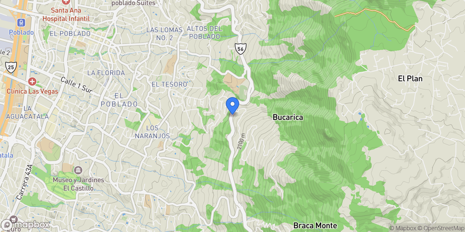 Map showing Medellín CARRERA 9 # 2 10, Santa Elena, Antioquia, Colombia.