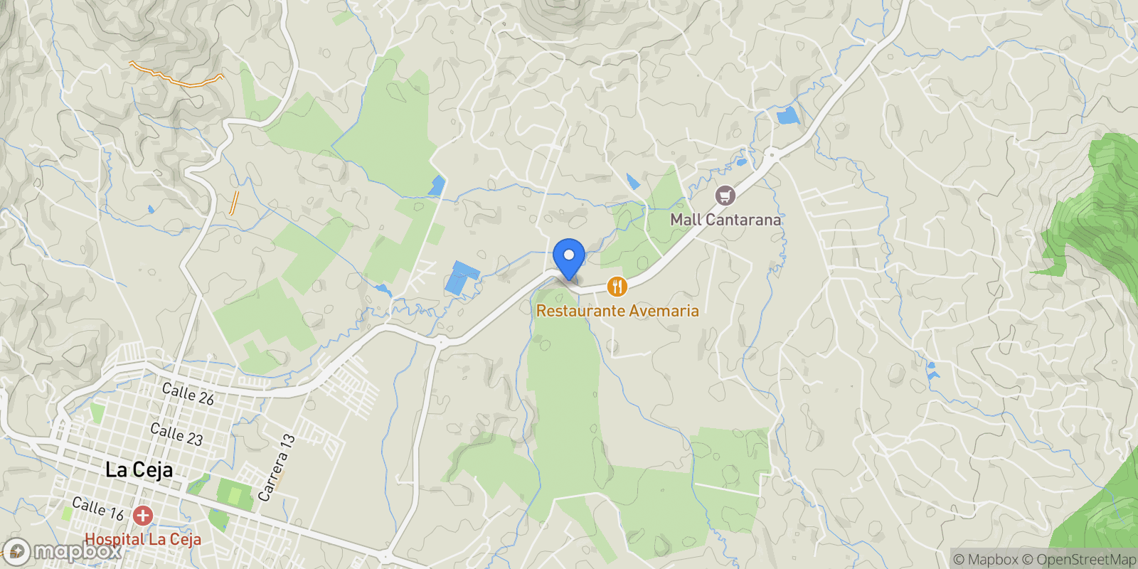 Map showing La Ceja KM 0 6, La Ceja, Colombia.