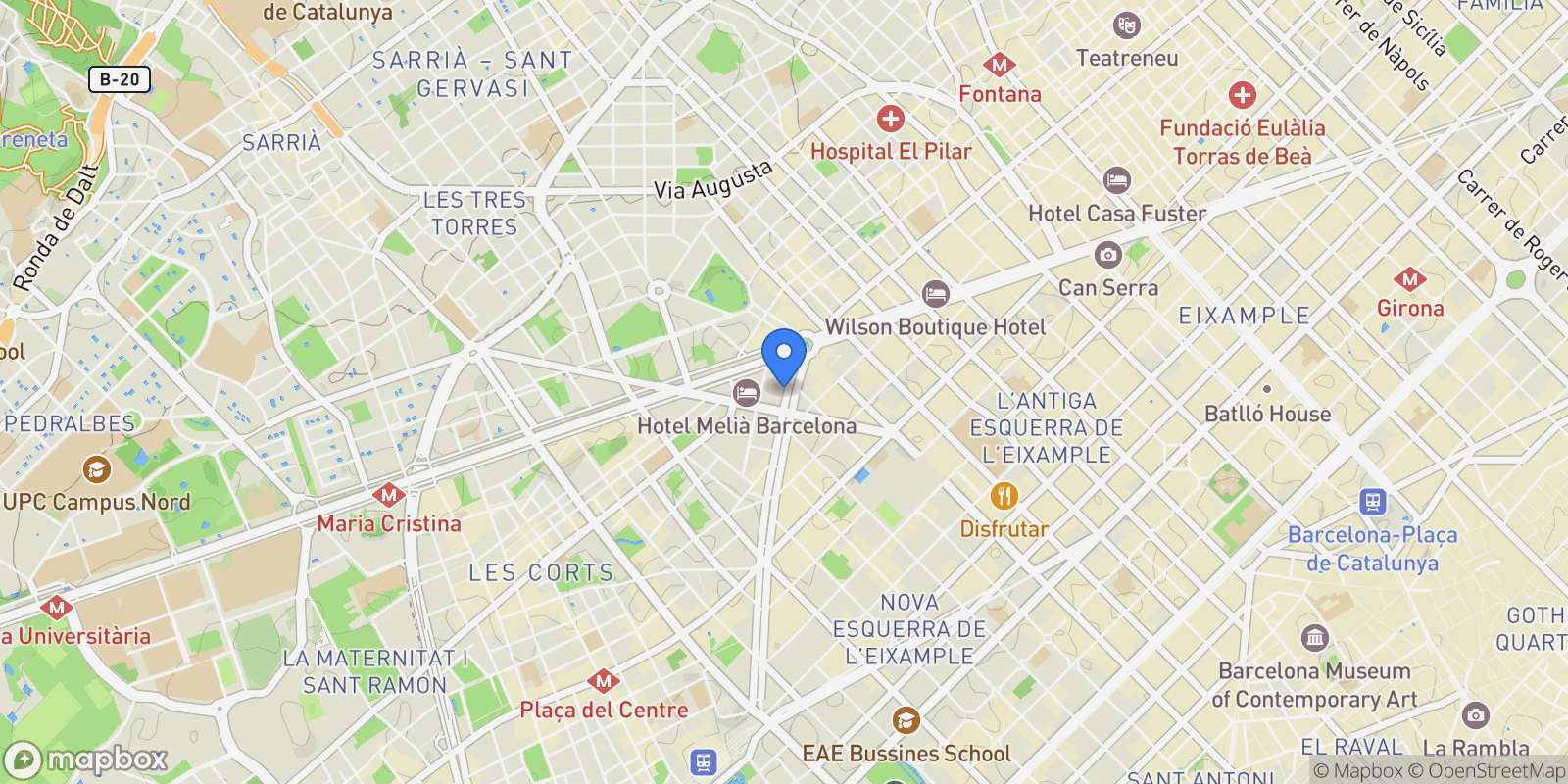 Map showing Avinguda de Sarrià, 08029, Barcelona, Barcelona, Barcelona, les Corts, Barcelona, Spain.