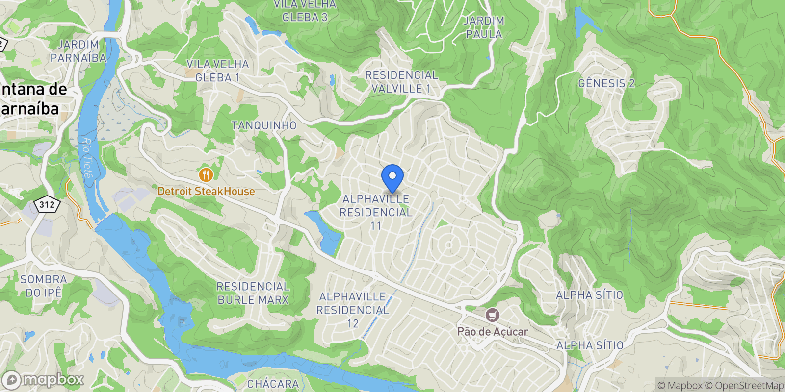 Map showing Residencial Onze (Alphaville), State of São Paulo, Brazil.