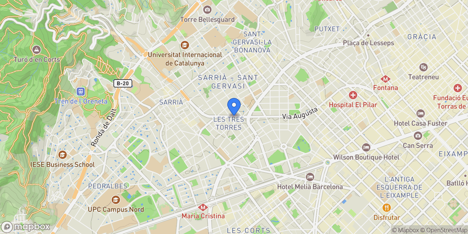 Map showing Carrer del Rosari, 08017, Barcelona, Barcelona, Barcelona, Sarria - Sant Gervasi, Barcelona, Spain.