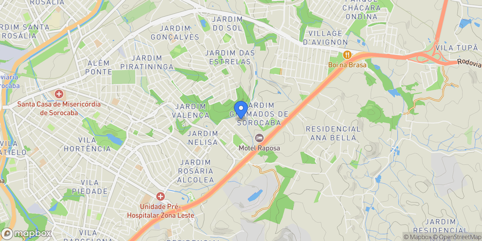 Map showing Jardim Gramados de Sorocaba, State of São Paulo, Brazil.