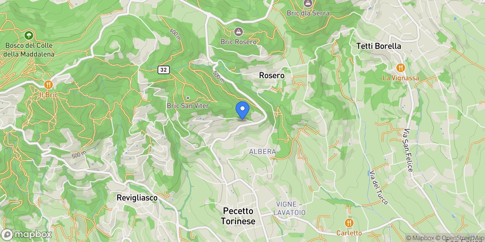 Map showing Strada Eremo, Pecetto Torinese, Piedmont, Italy.
