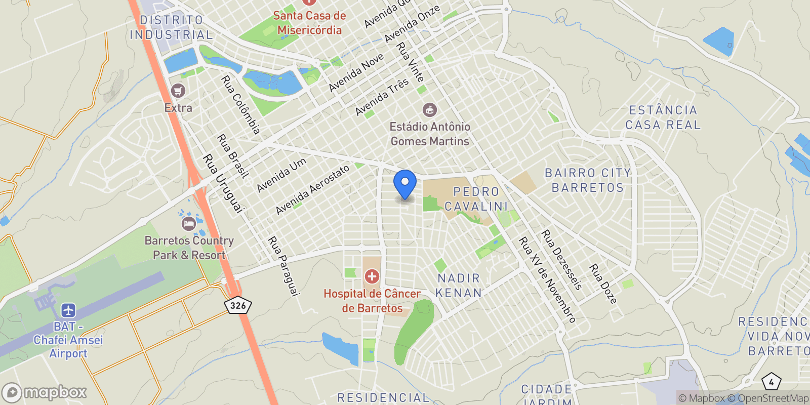 Map showing Nova Esplanada, State of São Paulo, Brazil.