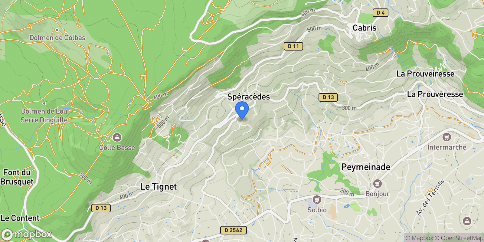 Map showing Spéracèdes, Provence-Alpes-Côte d'Azur, France.