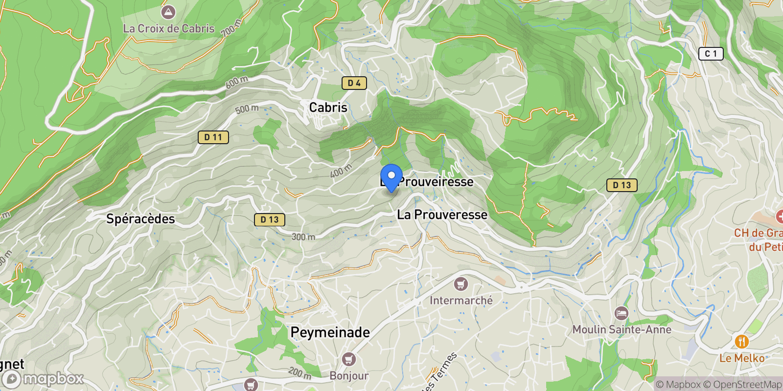 Map showing Cabris, Provence-Alpes-Côte d'Azur, France.