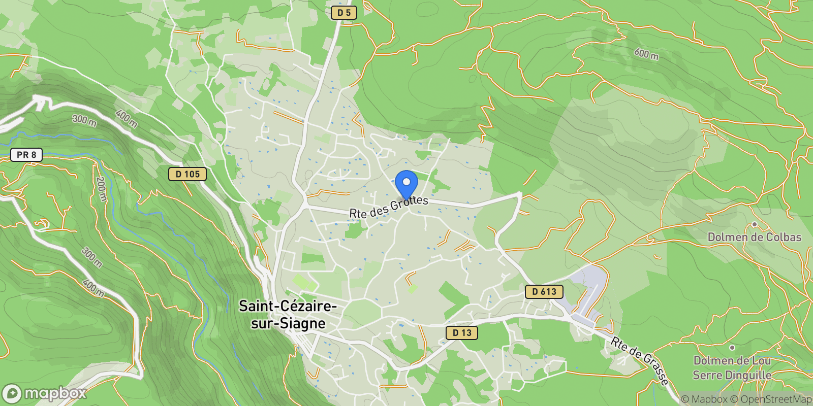 Map showing Saint-Cézaire-sur-Siagne, Provence-Alpes-Côte d'Azur, France.