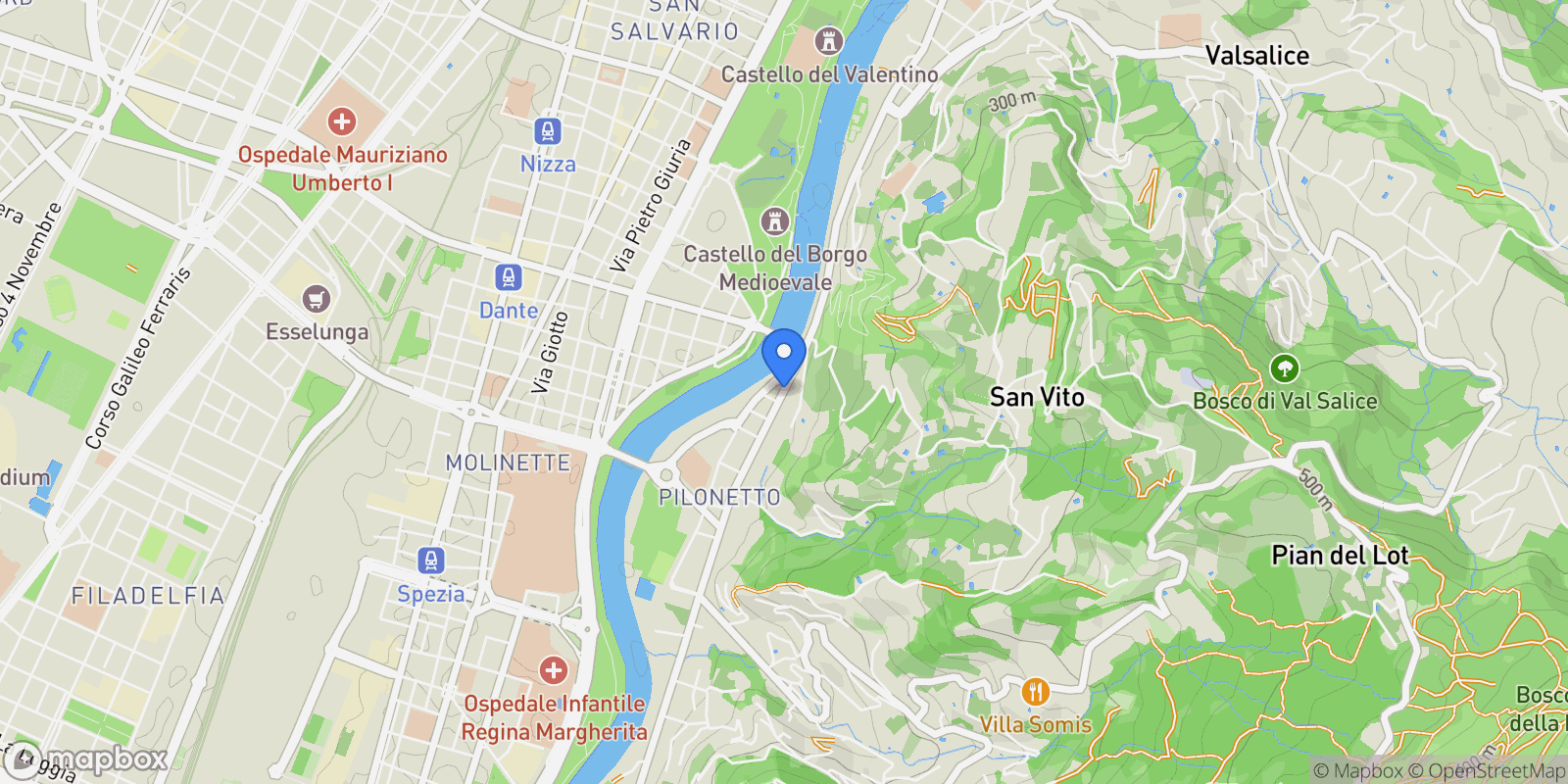 Map showing Corso Moncalieri, Turin, Piedmont, Italy.