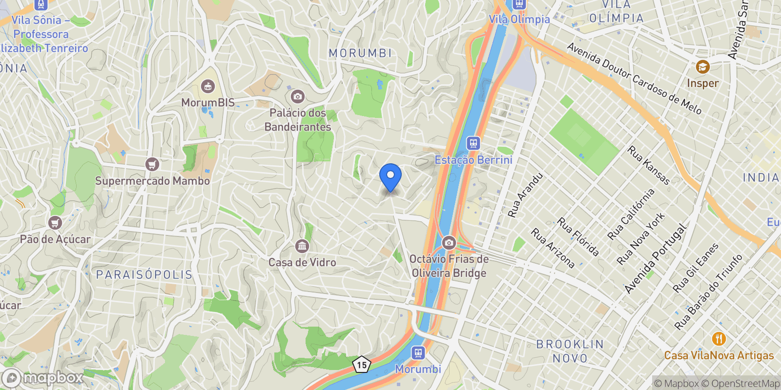 Map showing Real Parque, State of São Paulo, Brazil.