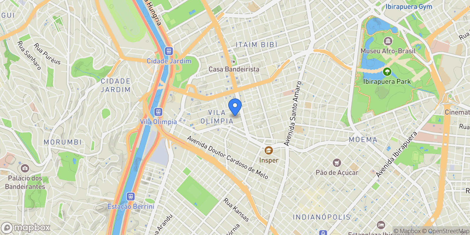 Map showing Vila Olímpia, State of São Paulo, Brazil.
