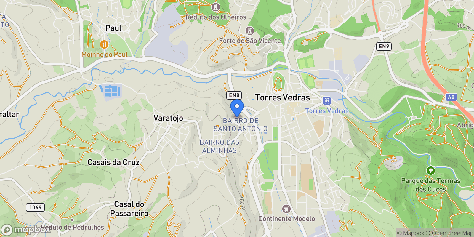 Map showing Santa Maria, Sao Pedro e Matacaes, Lisbon, Portugal.