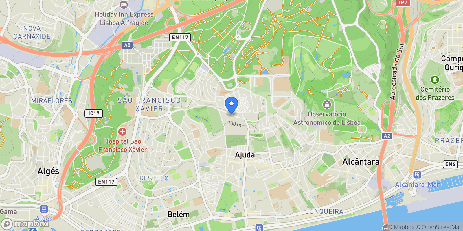 Map showing Ajuda, Lisbon, Portugal.