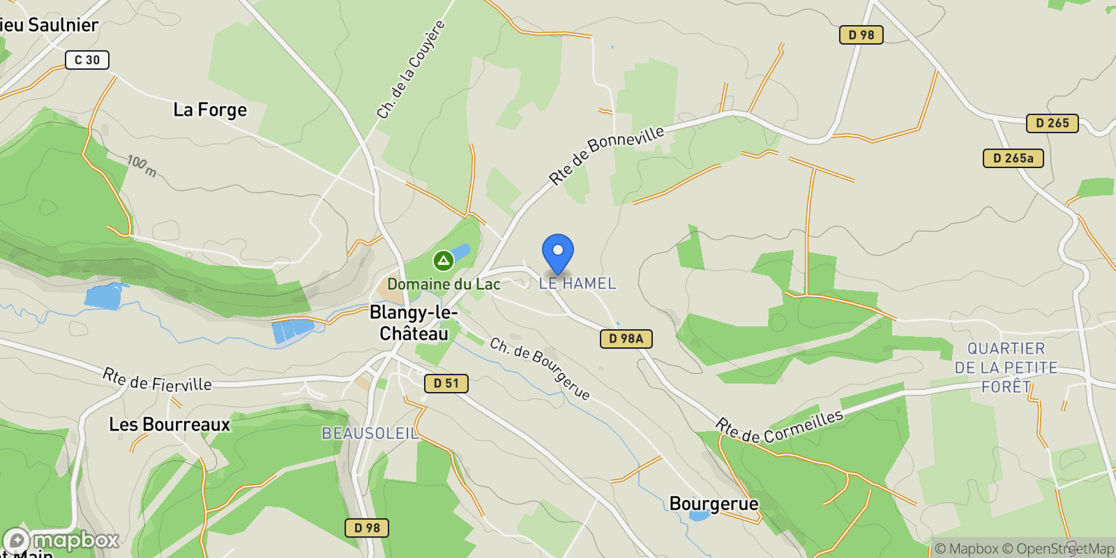 Map showing Blangy-le-Château, Normandy, France.