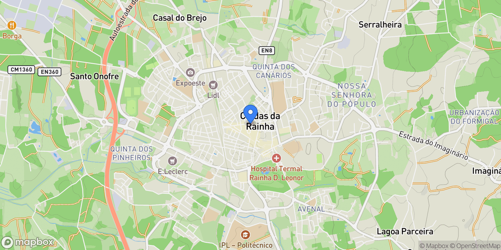 Map showing Nossa Senhora do Populo, Coto e Sao Gregorio, Leiria District, Portugal.
