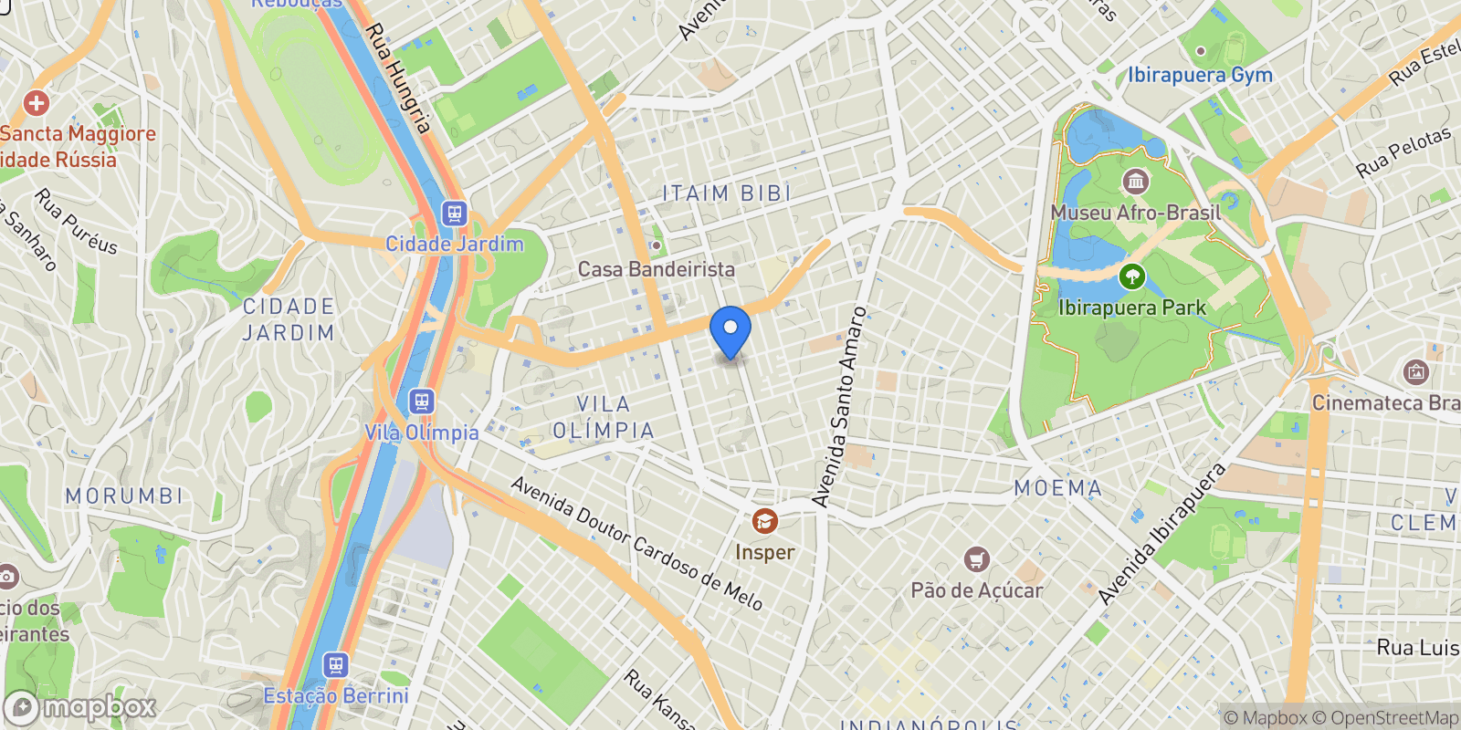 Map showing Vila Nova Conceição, State of São Paulo, Brazil.