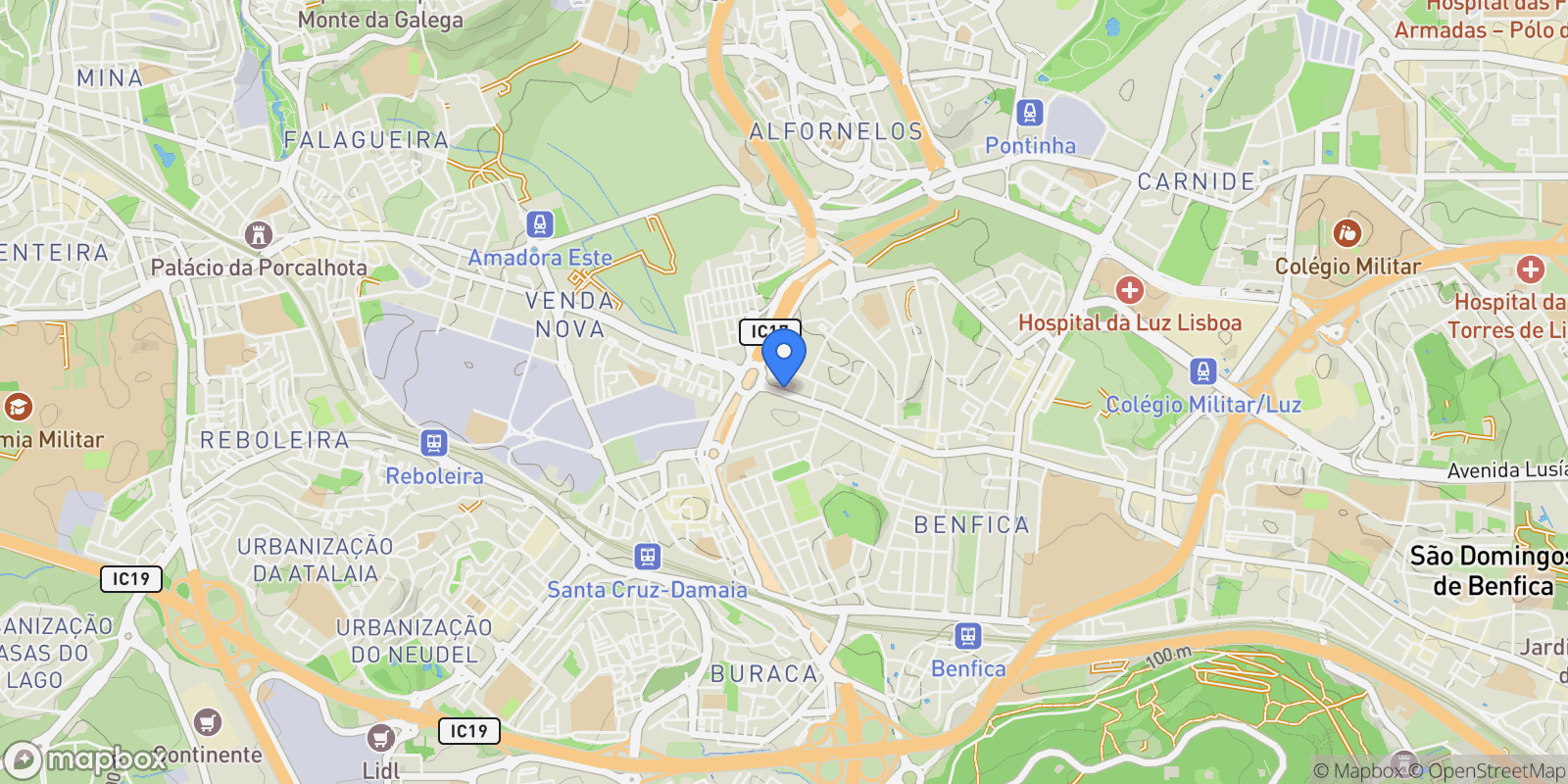 Map showing Benfica, Lisbon, Portugal.