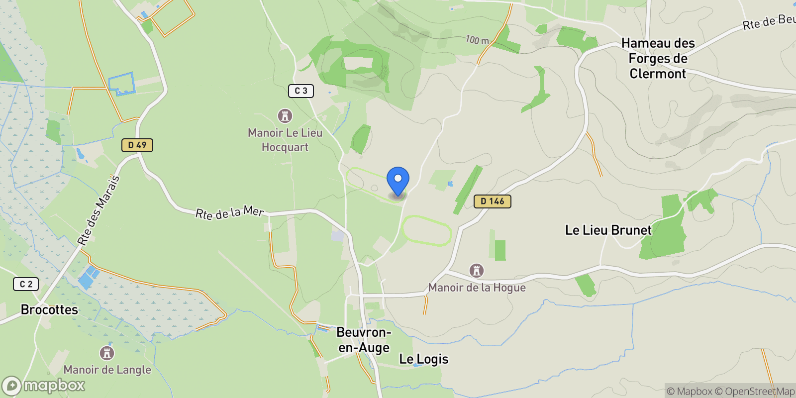 Map showing Beuvron-en-Auge, Normandy, France.