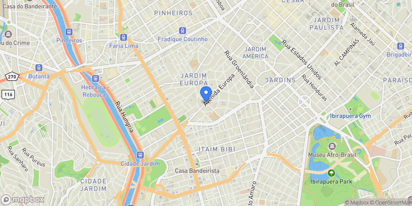 Map showing Jardim Europa, State of São Paulo, Brazil.