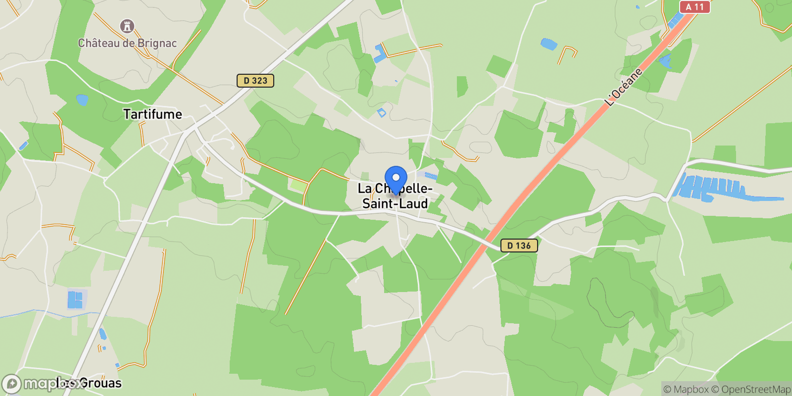Map showing La Chapelle-Saint-Laud, Pays de la Loire, France.