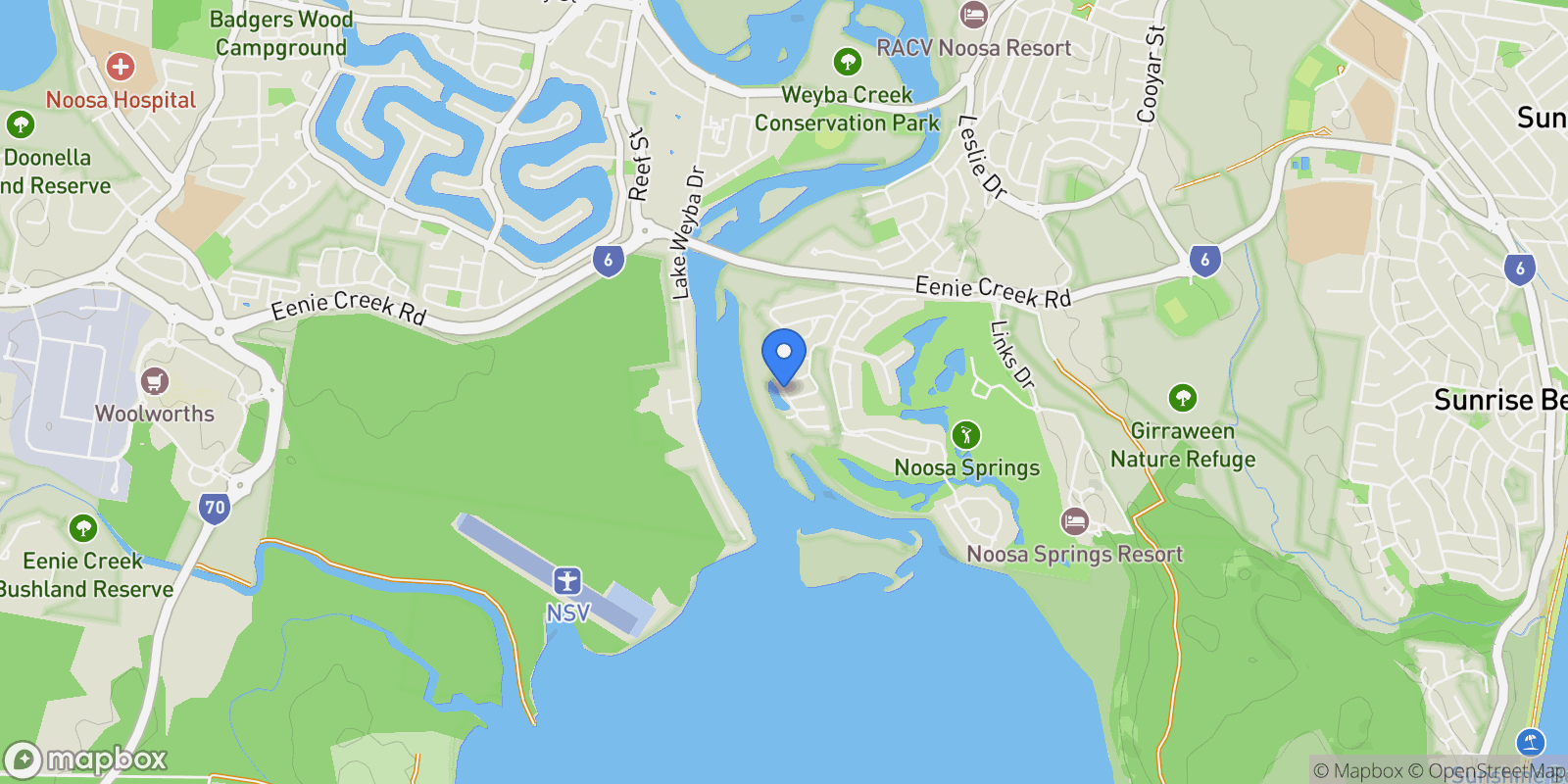 Map showing Noosa Heads, Lake Edge Dr, Noosa Heads, Queensland, Australia.
