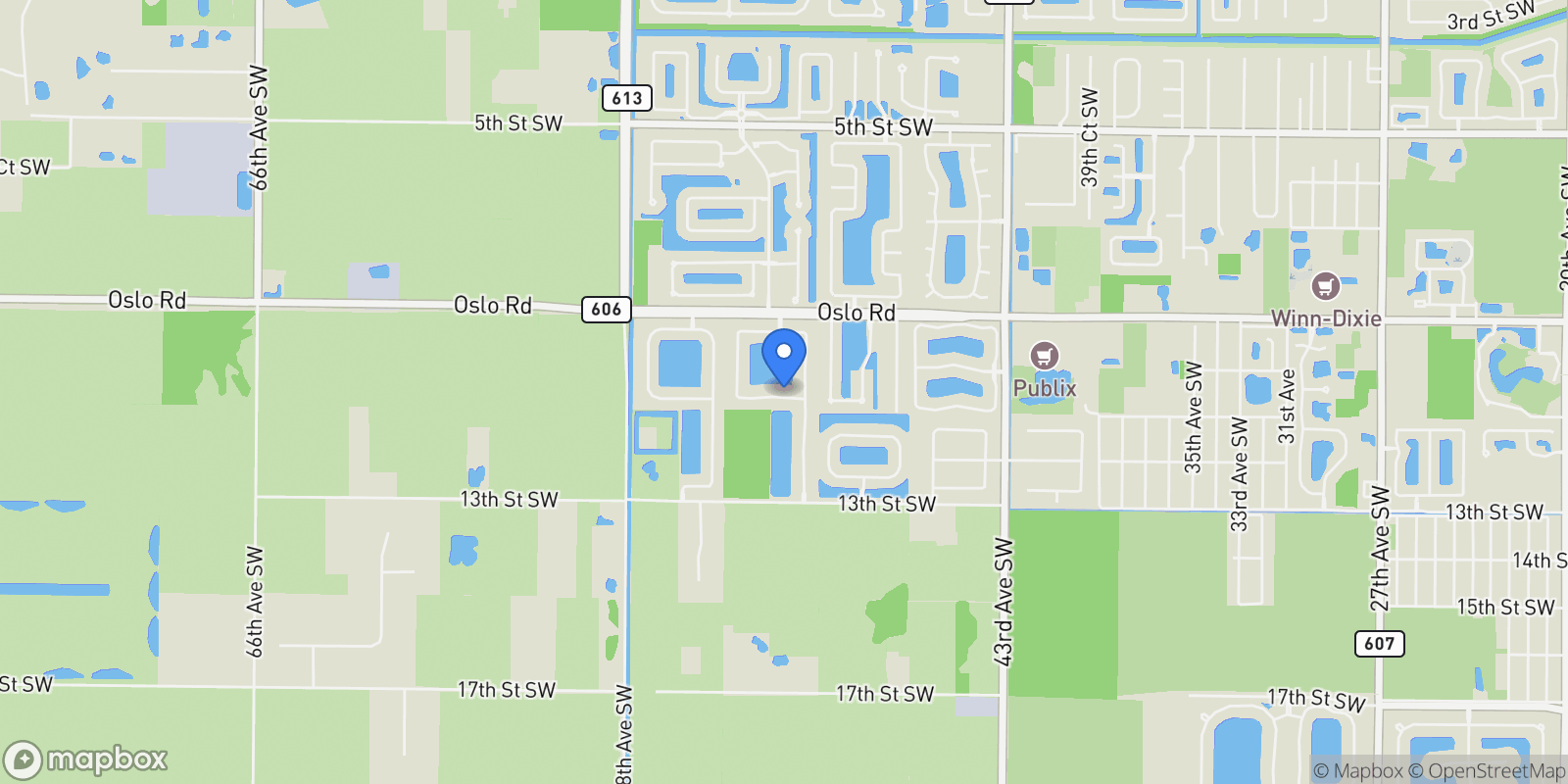 Map showing 5100 Topaz Lane SW, Vero Beach, Florida, United States.
