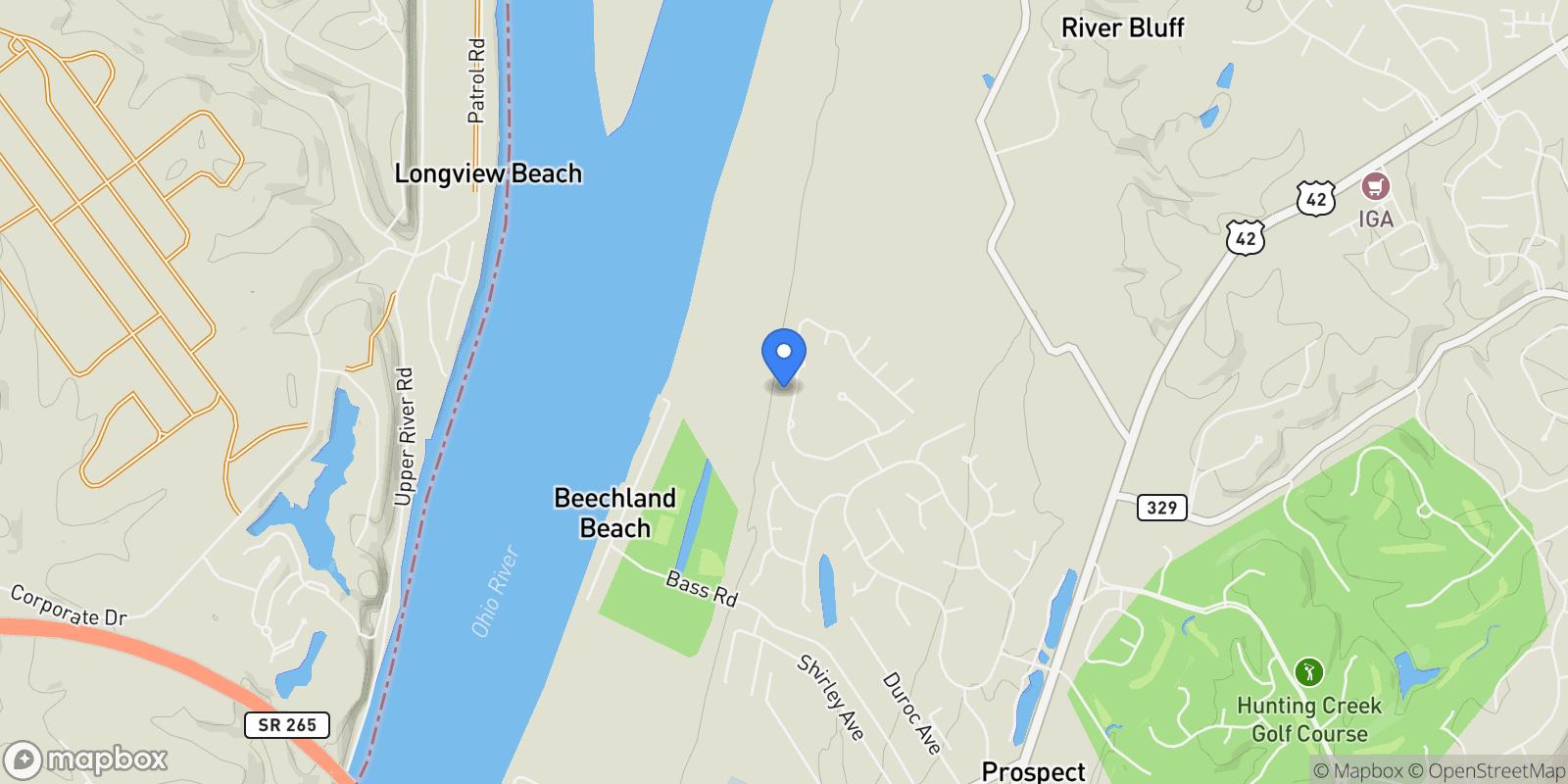 Map showing 8220 Sutherland Farm Road , Prospect, KY 40059, Prospect, Kentucky, United States.