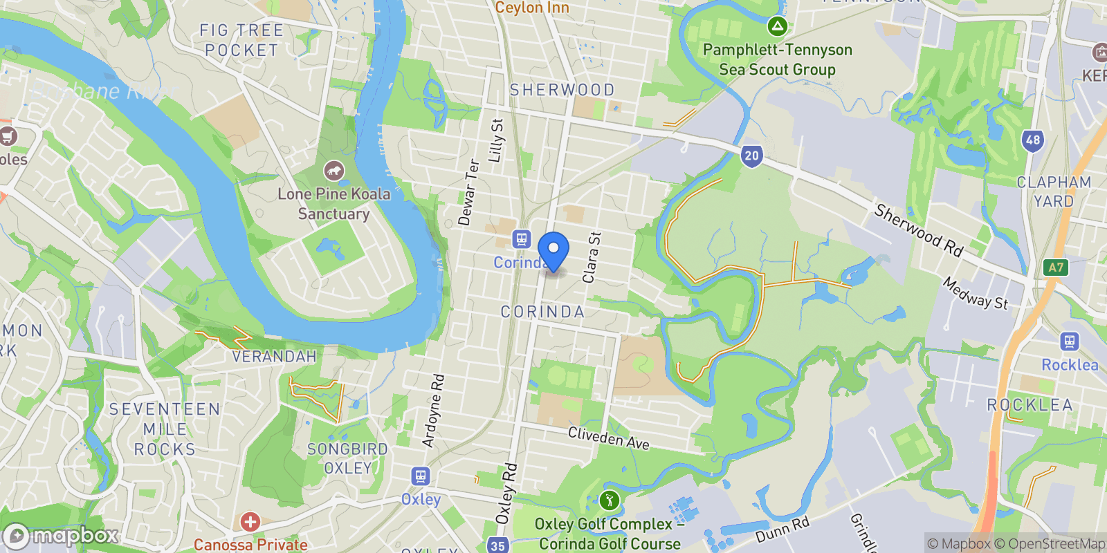 Map showing 5 Probyn St, Corinda QLD 4075, Australia, Corinda, Queensland, Australia.