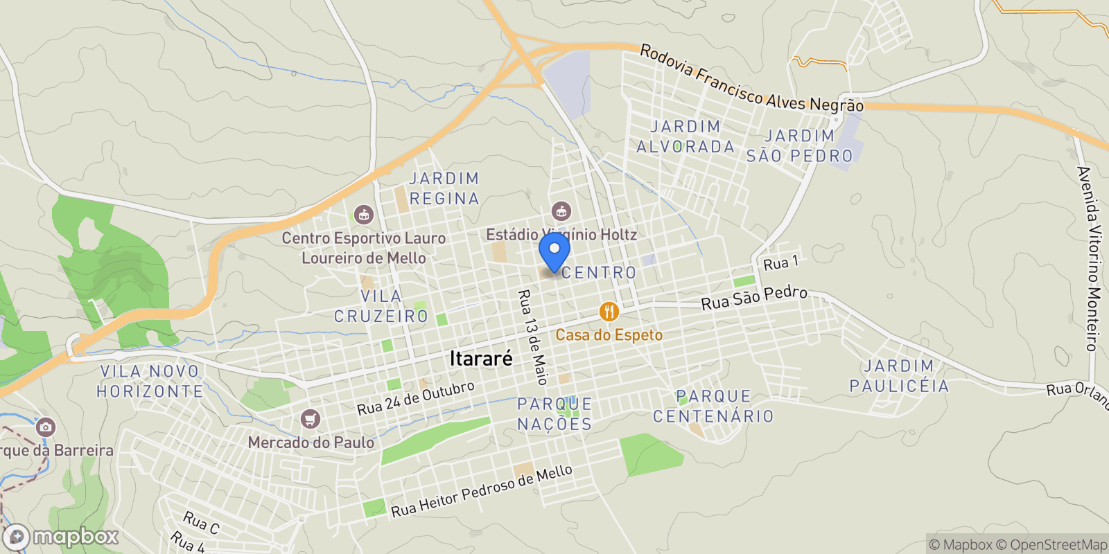 Map showing Itararé, State of São Paulo, Brazil.