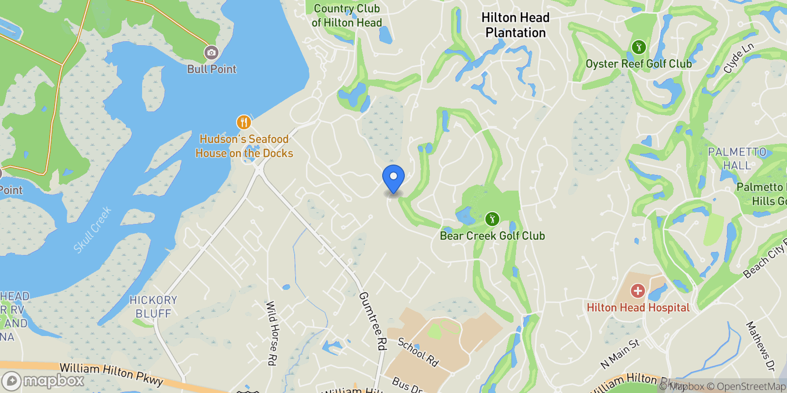 Map showing 34 Cypress Marsh Drive, Hilton Head Island, South Carolina, United States.