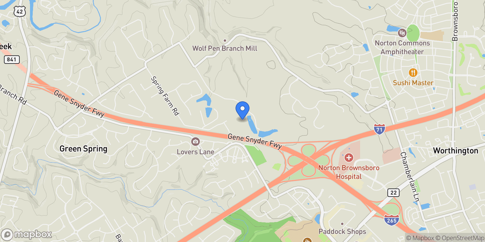 Map showing 6 Wolf Pen Ln , Prospect, KY 40059, Prospect, Kentucky, United States.