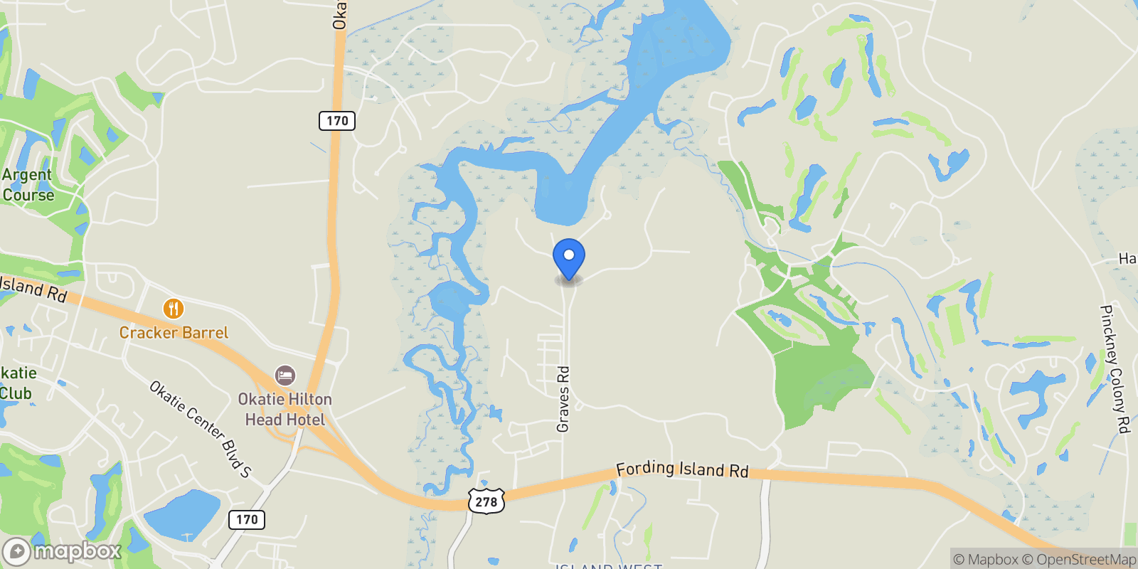 Map showing 105 Lancaster Boulevard, Bluffton, South Carolina, United States.