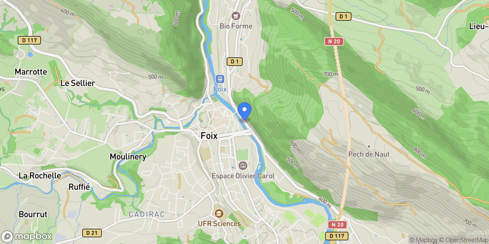 Map showing Foix, Occitanie, France.