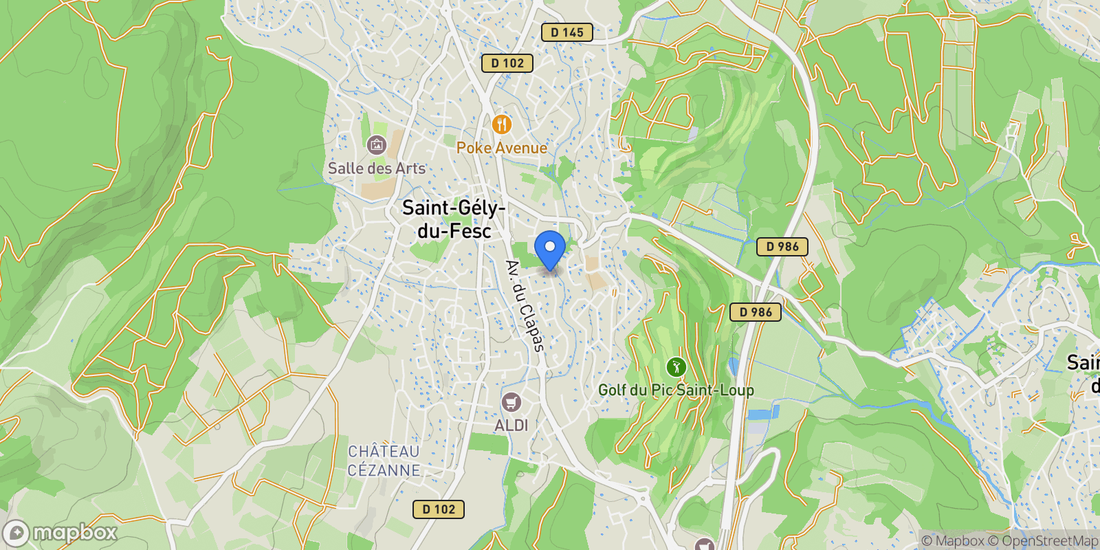 Map showing Saint-Gély-du-Fesc, Occitanie, France.