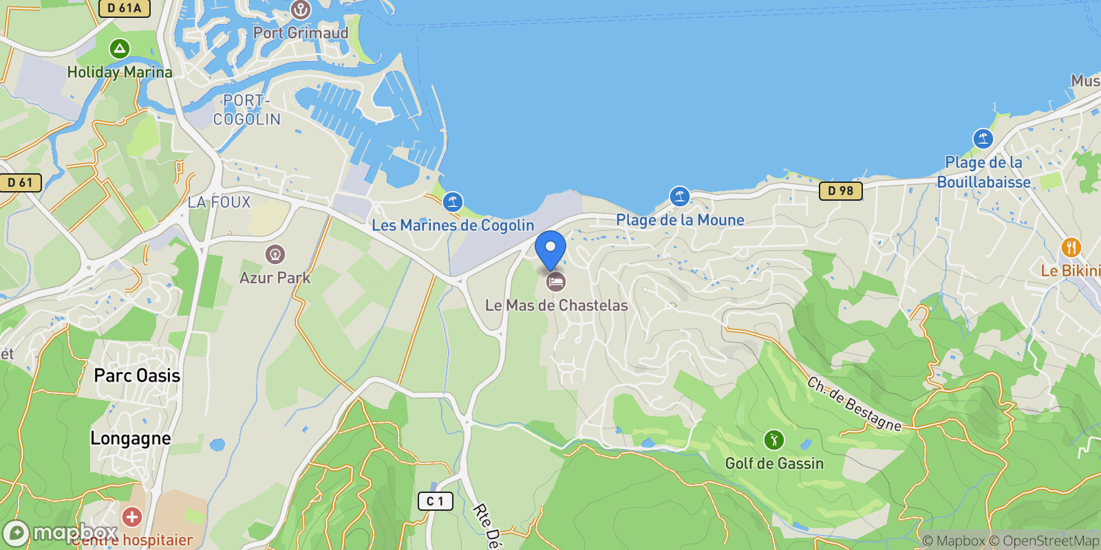 Map showing Gassin, Provence-Alpes-Côte d'Azur, France.