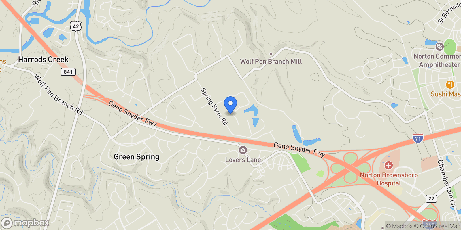 Map showing 5402 Farm Ridge Lane , Prospect, KY 40059, Prospect, Kentucky, United States.