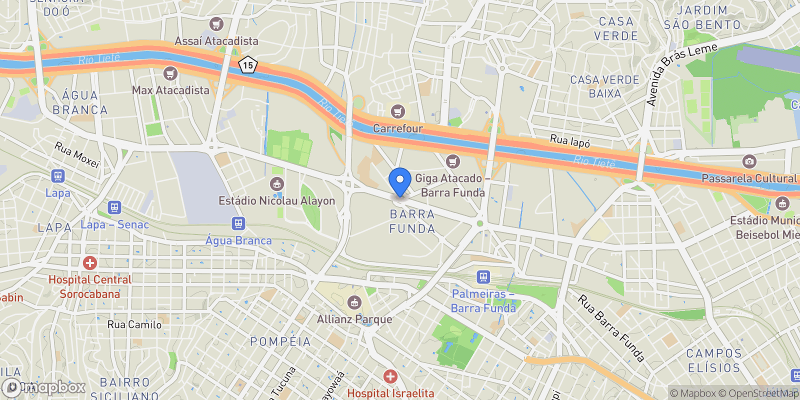 Map showing Parque Industrial Tomas Edson, State of São Paulo, Brazil.