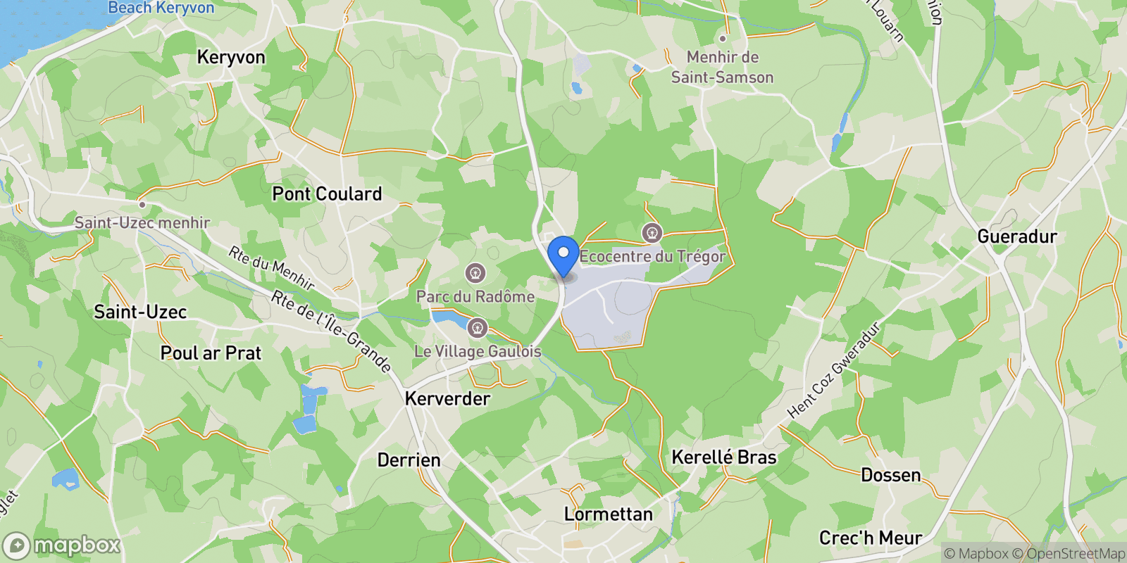 Map showing Pleumeur-Bodou, Brittany, France.