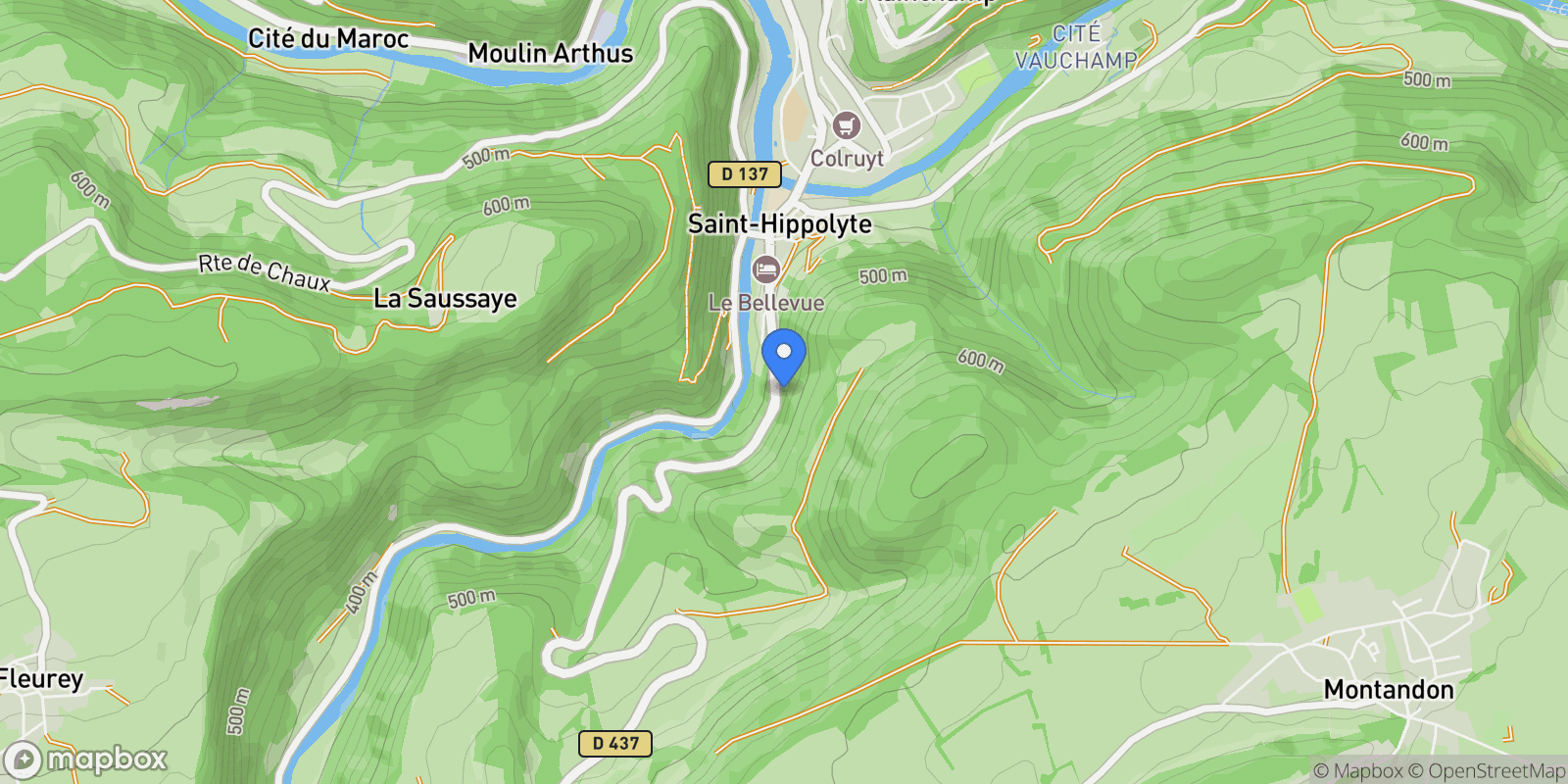 Map showing Saint-Hippolyte, Bourgogne-Franche-Comté, France.