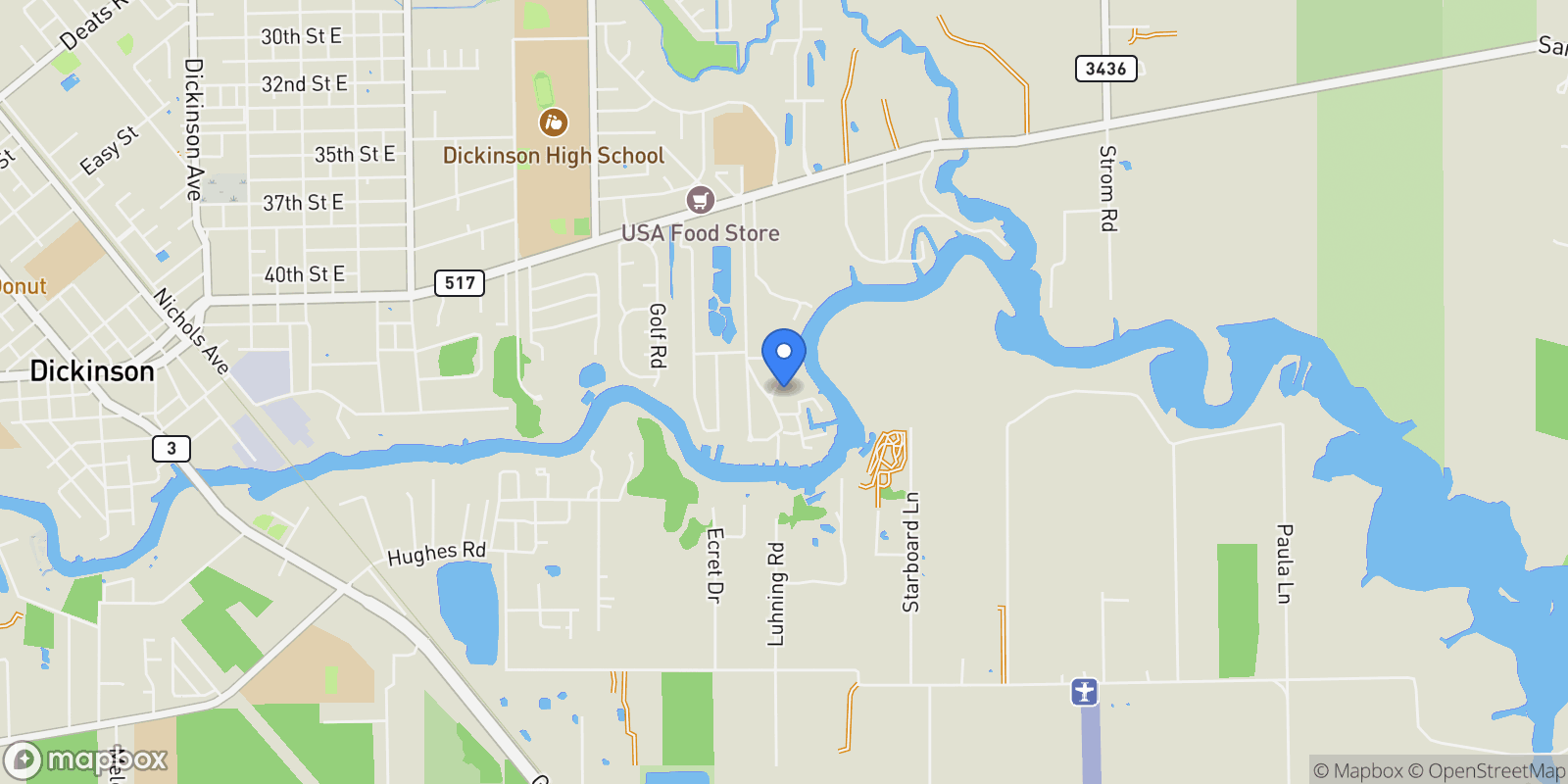 Map showing 4419 Leonetti Lane, Dickinson, Texas, United States.