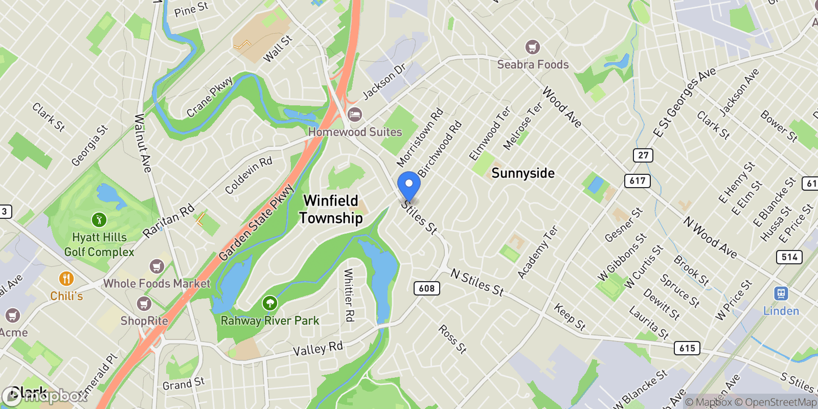 Map showing 630 Fernwood Terrace , Linden City, NJ 07036, Linden, New Jersey, United States.